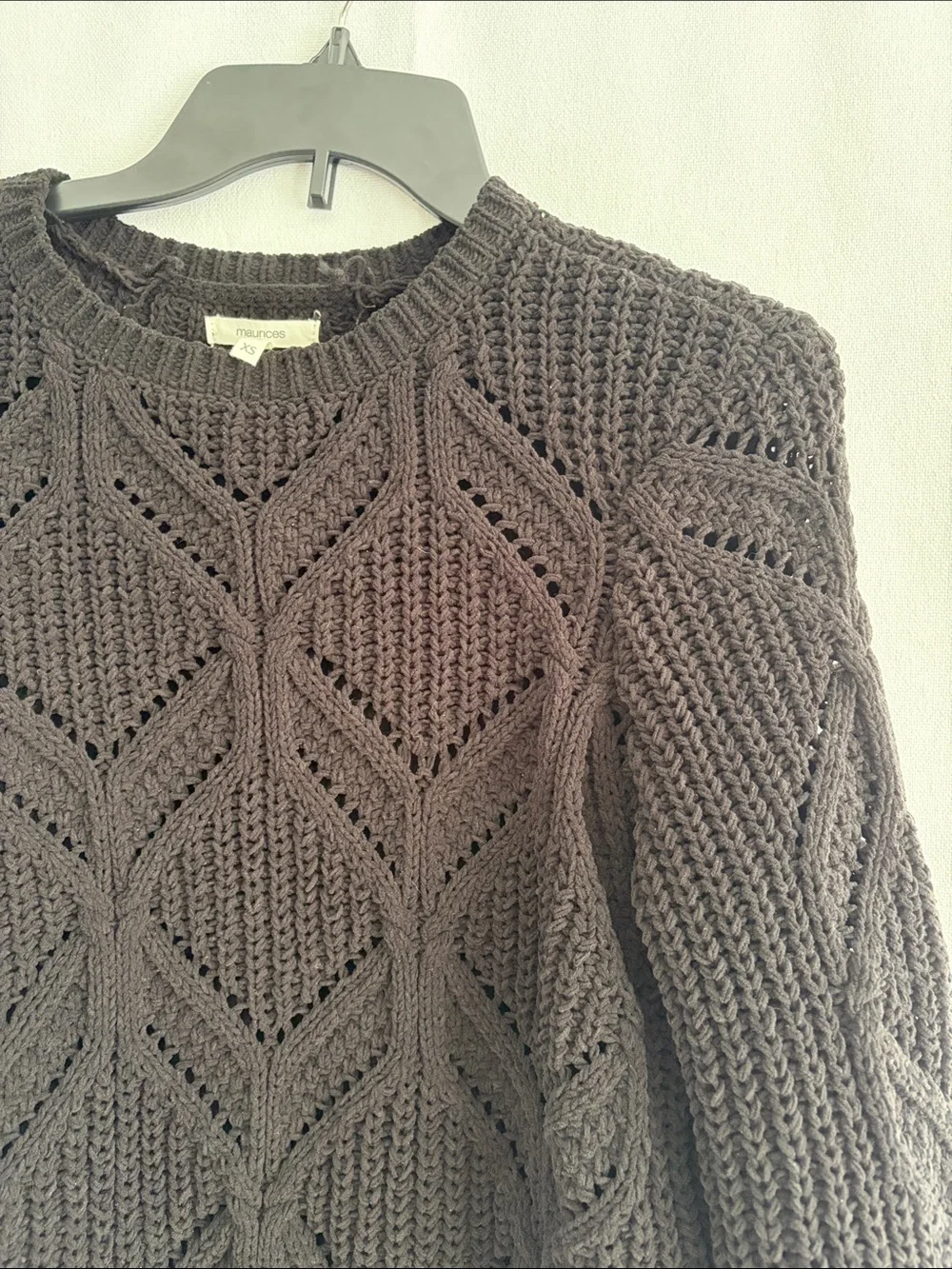 Maurices Black Open-Knit Scoopneck Sweater, XS